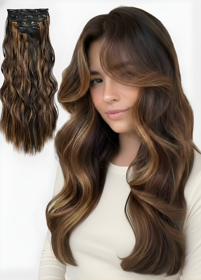 16" Clip Ins Human Hair Extensions – 100g, 5 Pieces | Full Head, Easy DIY Fit