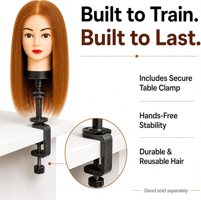 Athena Hair Mesh Integration Training Mannequin Head – 60% Human Hair & 40% High-Grade Fibre for Hair Loss System & Replacement Practice