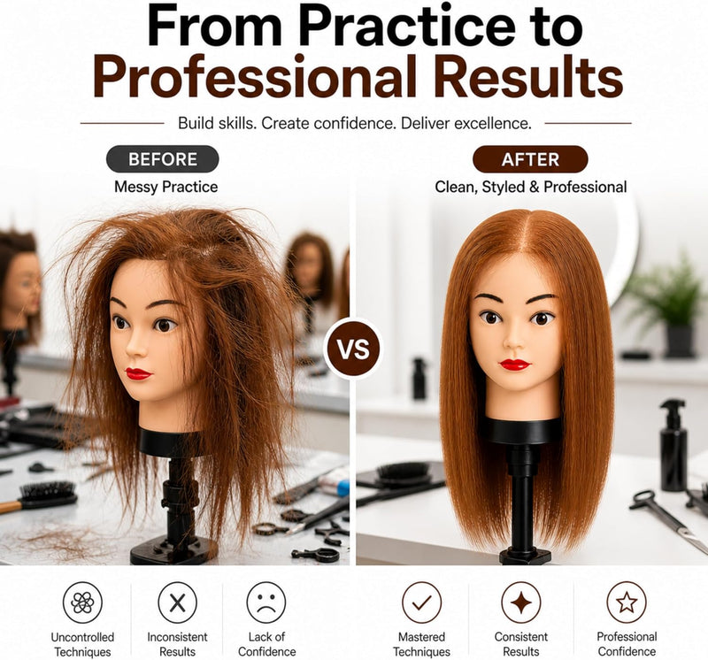 Athena Hair Mesh Integration Training Mannequin Head – 60% Human Hair & 40% High-Grade Fibre for Hair Loss System & Replacement Practice