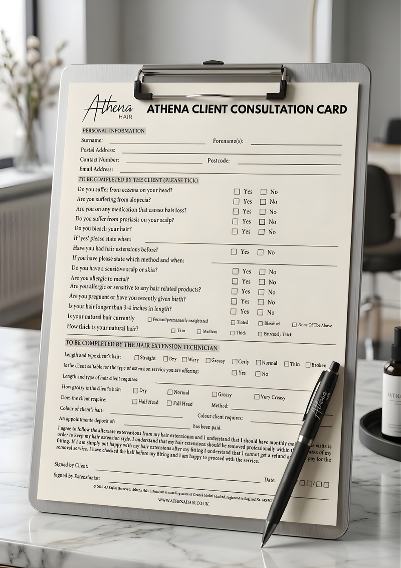Athena Hair Extension Client Consultation Pad (20 Sheets)