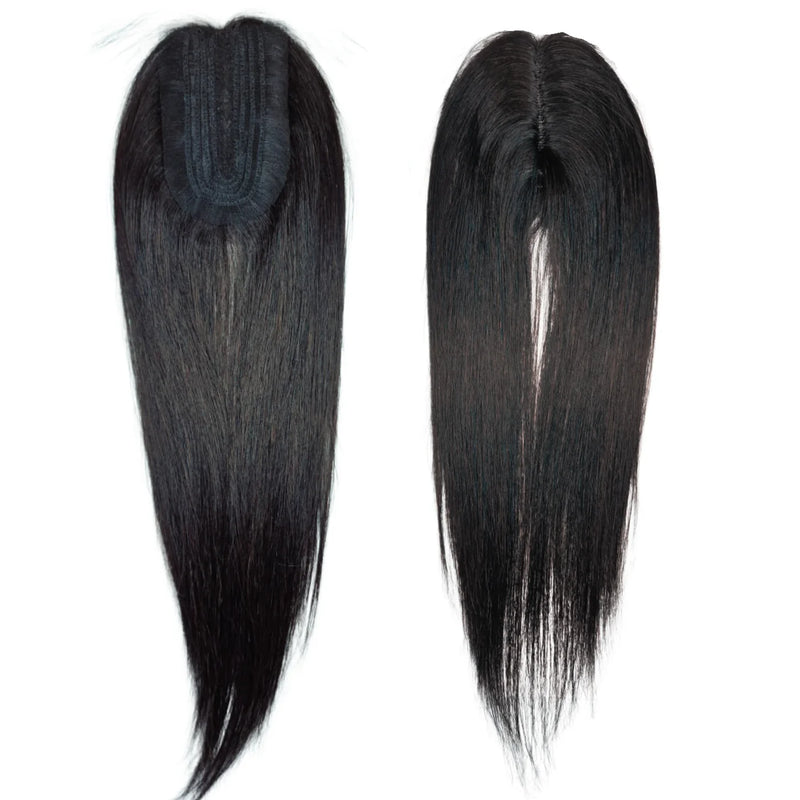 Athena Hair 14", 4x9cm Base, Human Hair Mesh Integration Training Hair Closure – Hair Loss Solution Topper (#1B Natural Black)- [TRAINING USE ONLY]